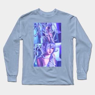 Rei Ayanami Evangelion Cybercore Blue Y2k Anime Long Sleeve T-Shirt